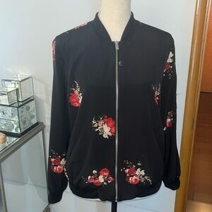 Philosophy Black Floral Bomber Jacket Size Large excellent condition